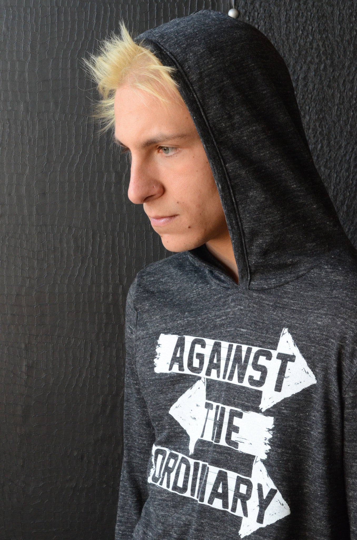 Unisex AGAINST THE ORDINARY Long Sleeved Hooded Tee with ARROW Design